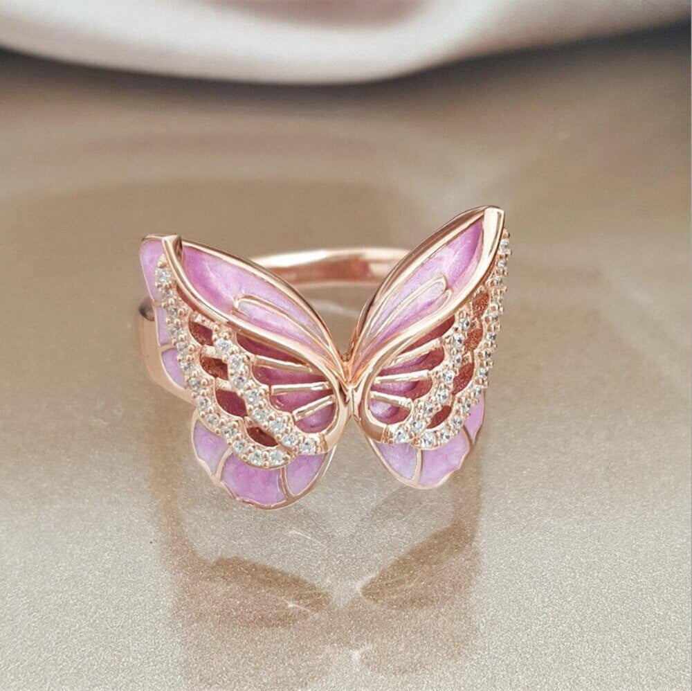 In Memory - Those We Love and Miss - Angel Wing Butterfly Ring