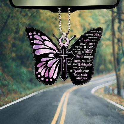 Butterfly Cross Car Mirror Pendant