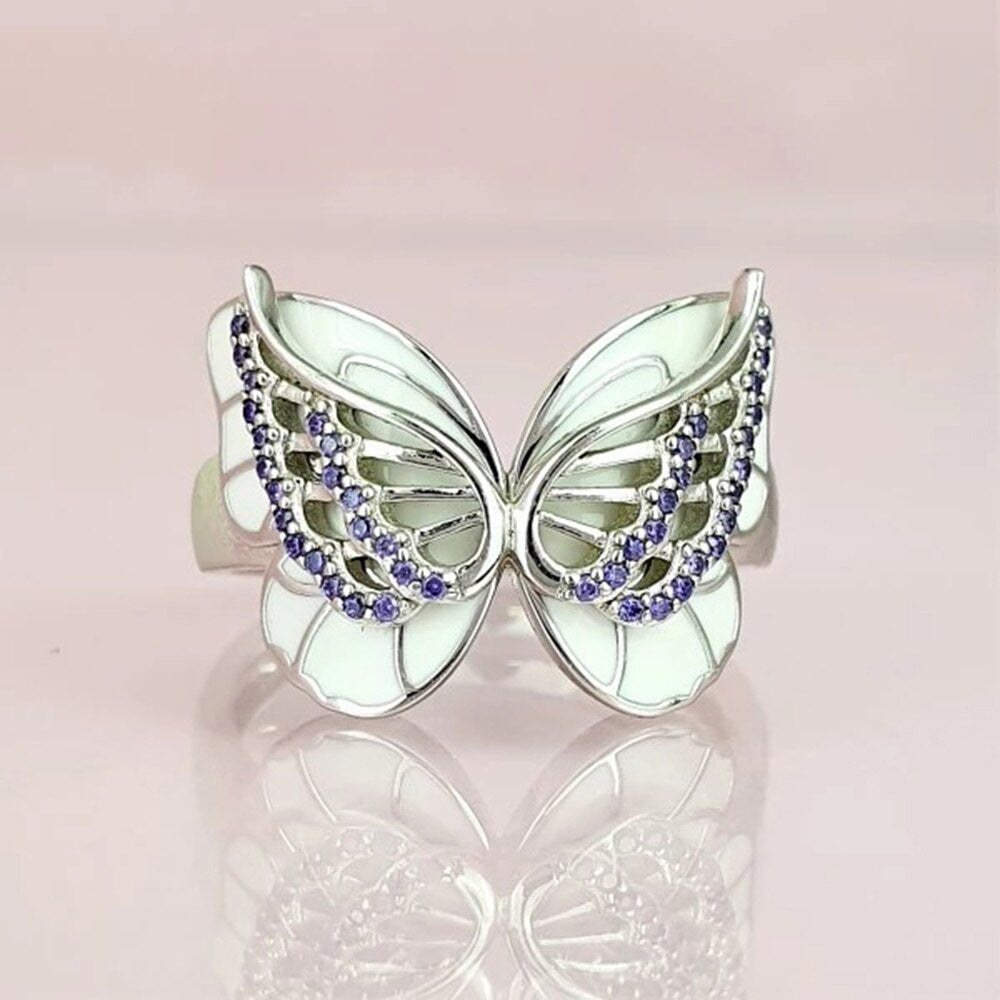 In Memory - Those We Love and Miss - Angel Wing Butterfly Ring