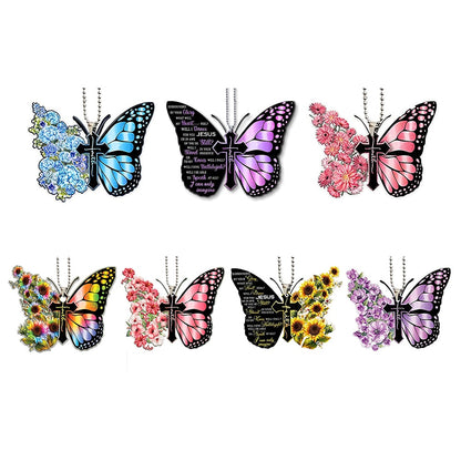 Butterfly Cross Car Mirror Pendant